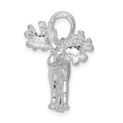 De-Ani Sterling Silver Rhodium-Plated Textured 3D Standing Moose Pendant