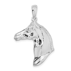 De-Ani Sterling Silver Rhodium-Plated Polished 3D Horse Head Pendant