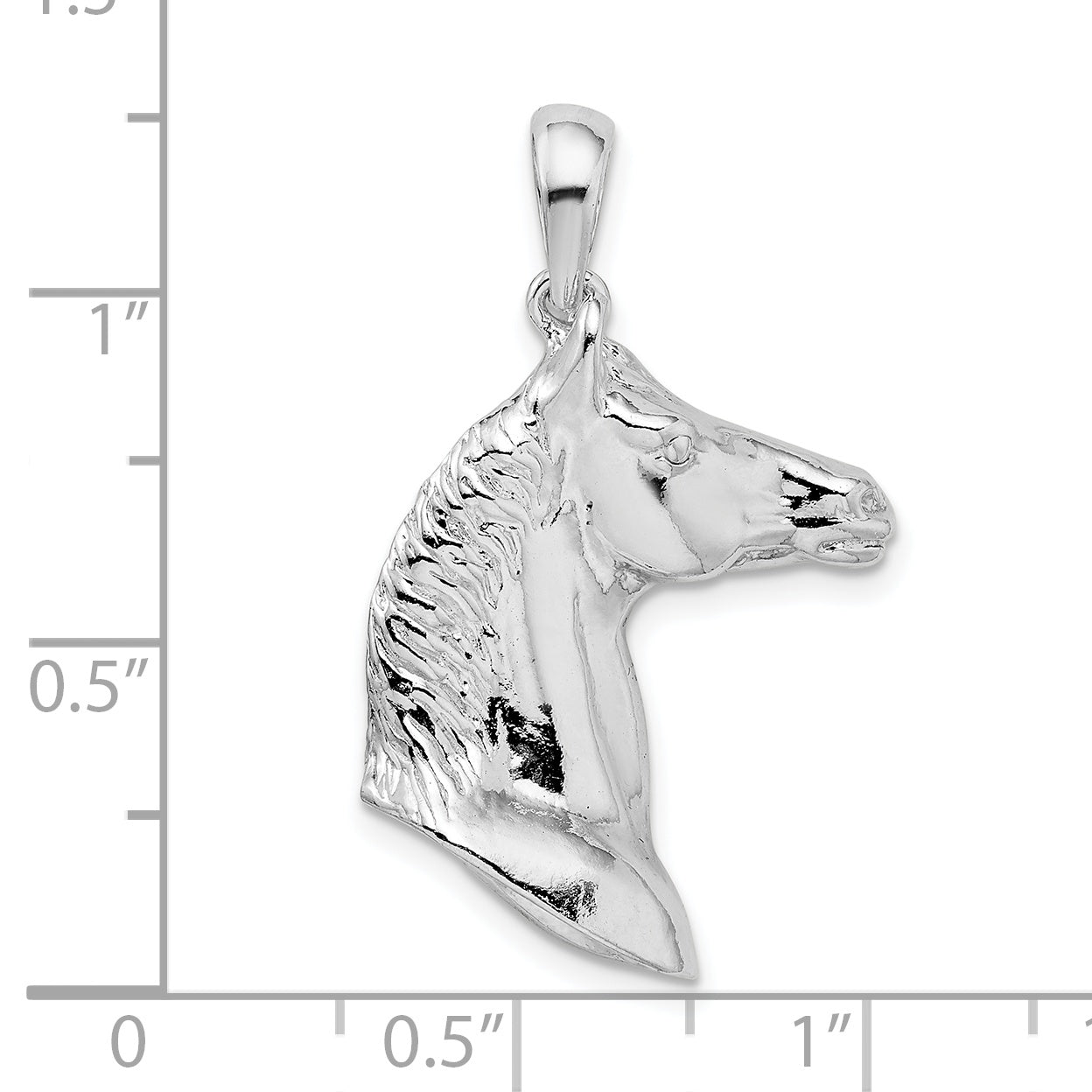 De-Ani Sterling Silver Rhodium-Plated Polished 3D Horse Head Pendant