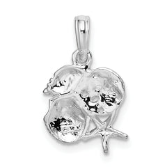 De-Ani Sterling Silver Rhodium-Plated Polished Shell Cluster Pendant