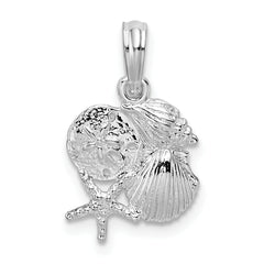 De-Ani Sterling Silver Rhodium-Plated Polished Shell Cluster Pendant