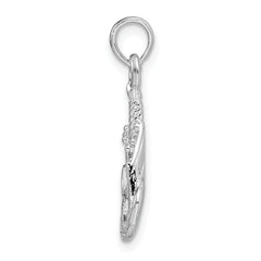 De-Ani Sterling Silver Polished Happy Birthday Slice of Cake Pendant