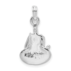 De-Ani Sterling Silver Polished Happy Birthday Slice of Cake Pendant