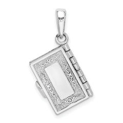 De-Ani Sterling Silver Rhodium-Plated Moveable 3D Lord's Prayer Bible Pendant