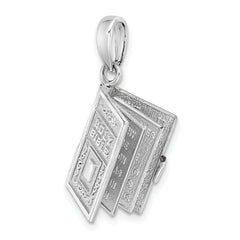 De-Ani Sterling Silver Rhodium-Plated Moveable 3D Lord's Prayer Bible Pendant