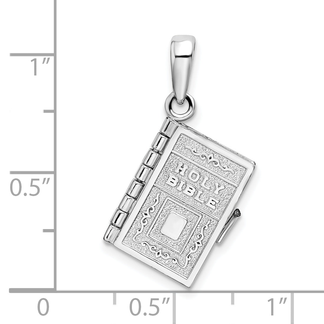 De-Ani Sterling Silver Rhodium-Plated Moveable 3D Lord's Prayer Bible Pendant