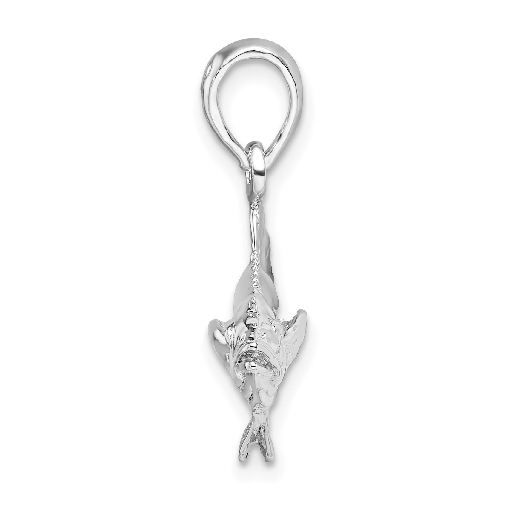 De-Ani Sterling Silver Rhodium-Plated Polished 3D Cobia Fish Pendant