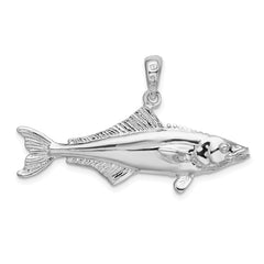 De-Ani Sterling Silver Rhodium-Plated Polished 3D Cobia Fish Pendant