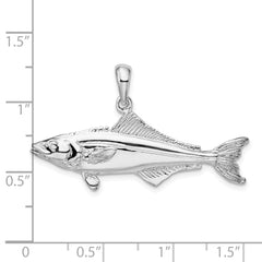 De-Ani Sterling Silver Rhodium-Plated Polished 3D Cobia Fish Pendant