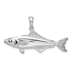 De-Ani Sterling Silver Rhodium-Plated Polished 3D Cobia Fish Pendant