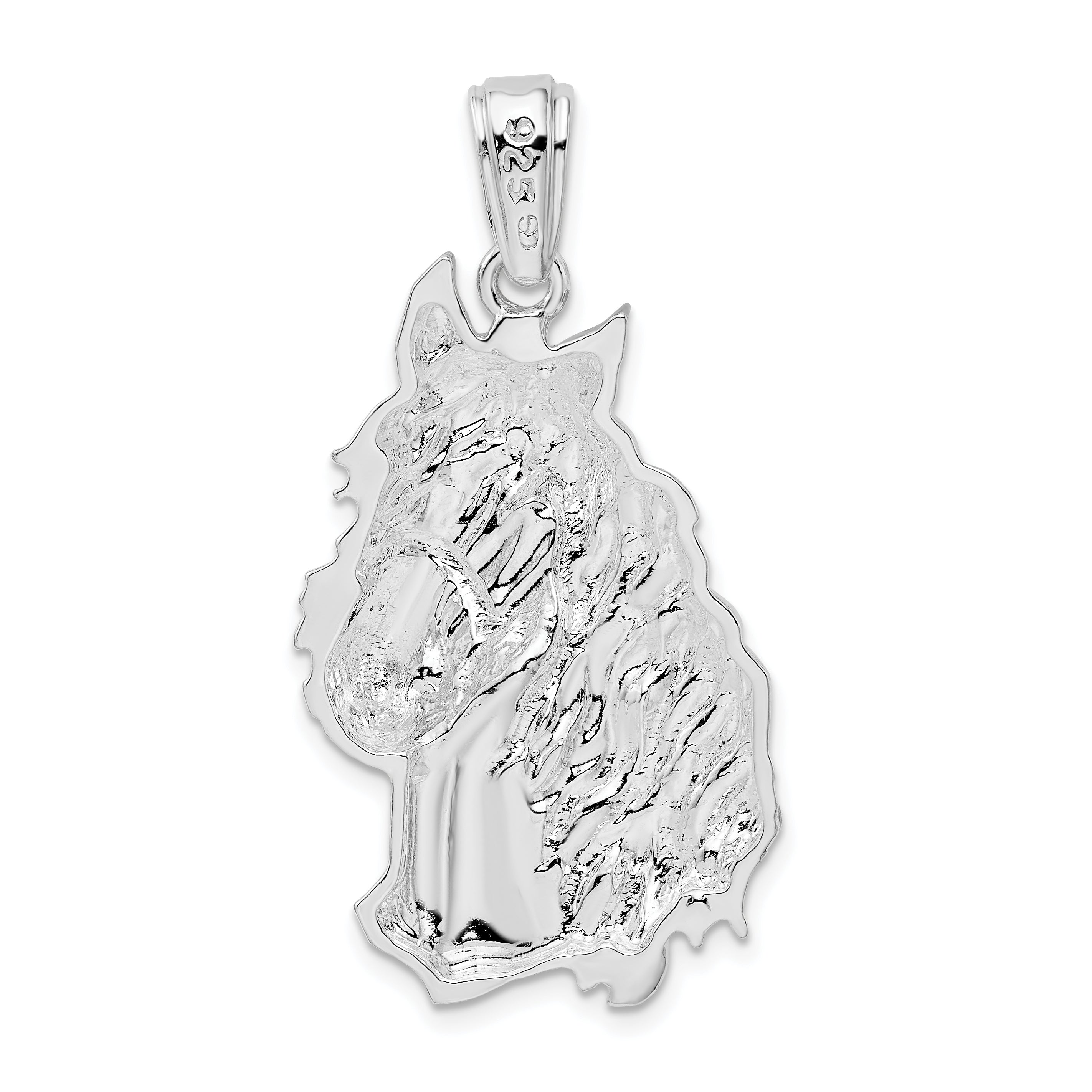 De-Ani Sterling Silver Rhodium-Plated Polished Large Horse Head Pendant