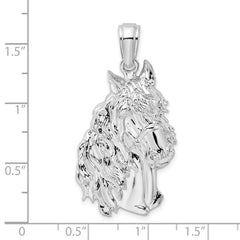 De-Ani Sterling Silver Rhodium-Plated Polished Large Horse Head Pendant