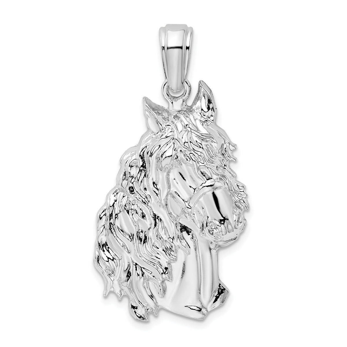 De-Ani Sterling Silver Rhodium-Plated Polished Large Horse Head Pendant