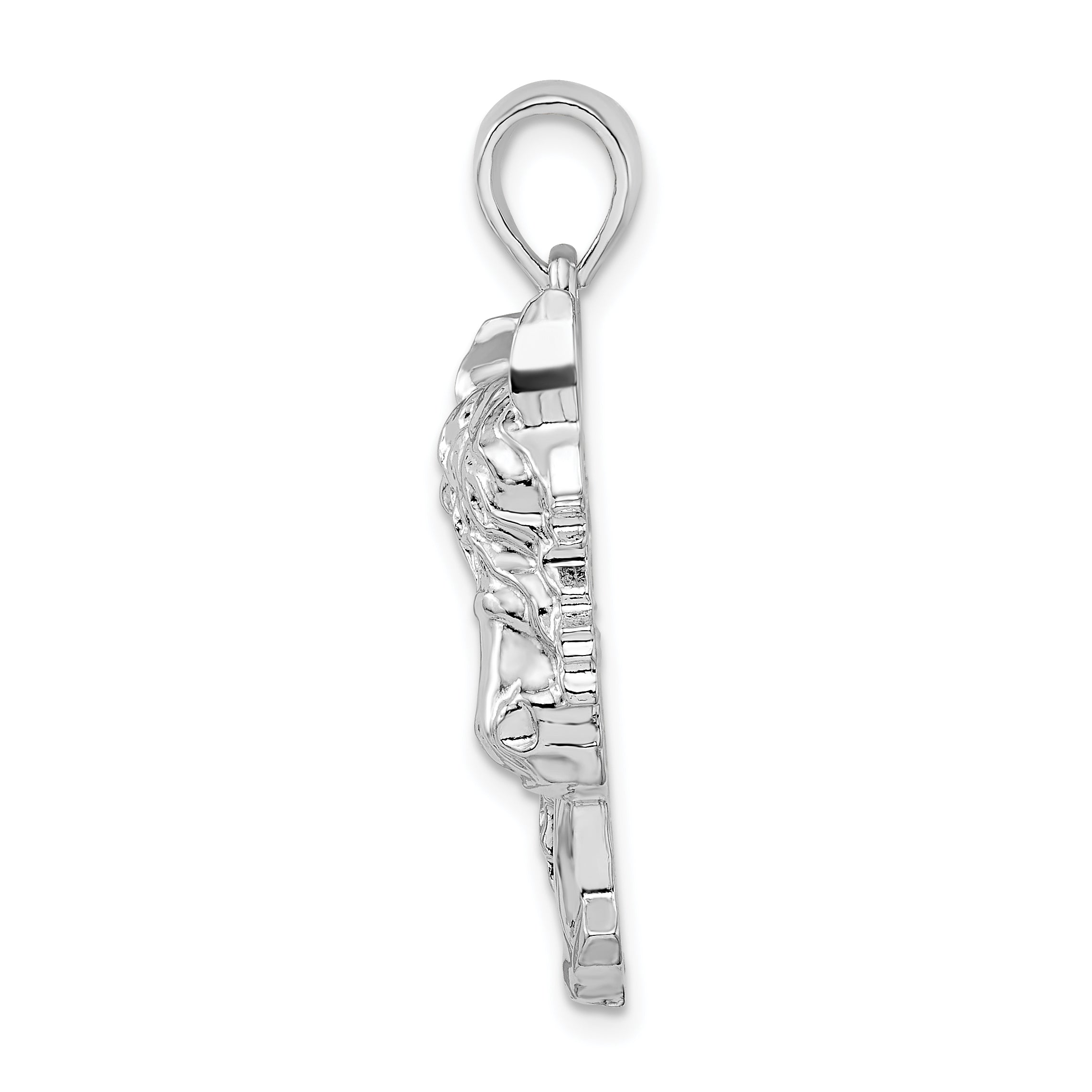 De-Ani Sterling Silver Rhodium-Plated Polished Horse Head Pendant