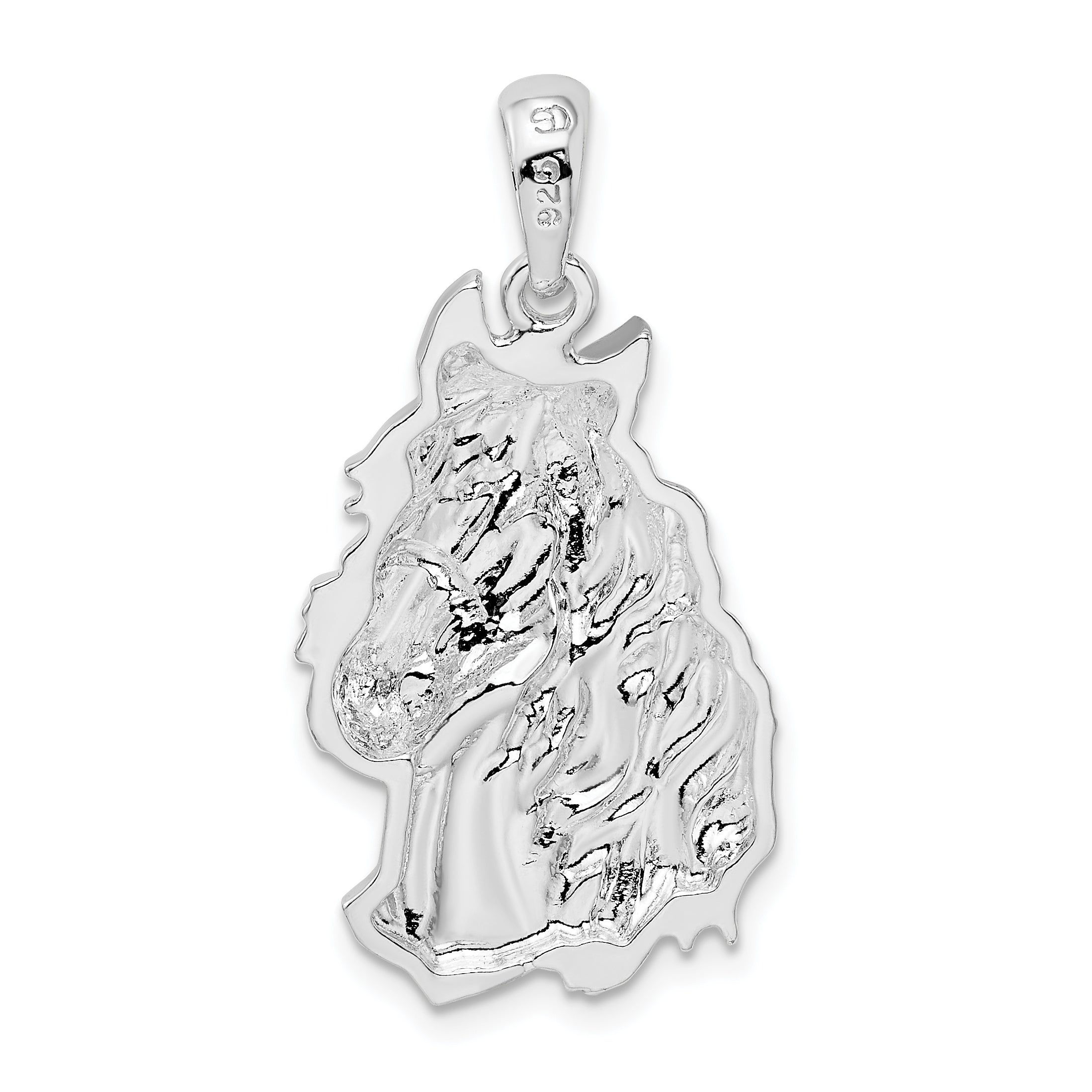 De-Ani Sterling Silver Rhodium-Plated Polished Horse Head Pendant