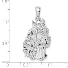 De-Ani Sterling Silver Rhodium-Plated Polished Horse Head Pendant