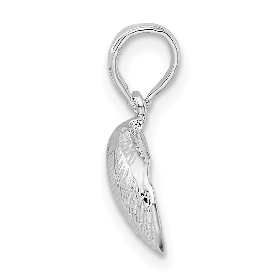 De-Ani Sterling Silver Rhodium-Plated Polished Clam Shell Pendant