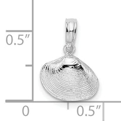 De-Ani Sterling Silver Rhodium-Plated Polished Clam Shell Pendant