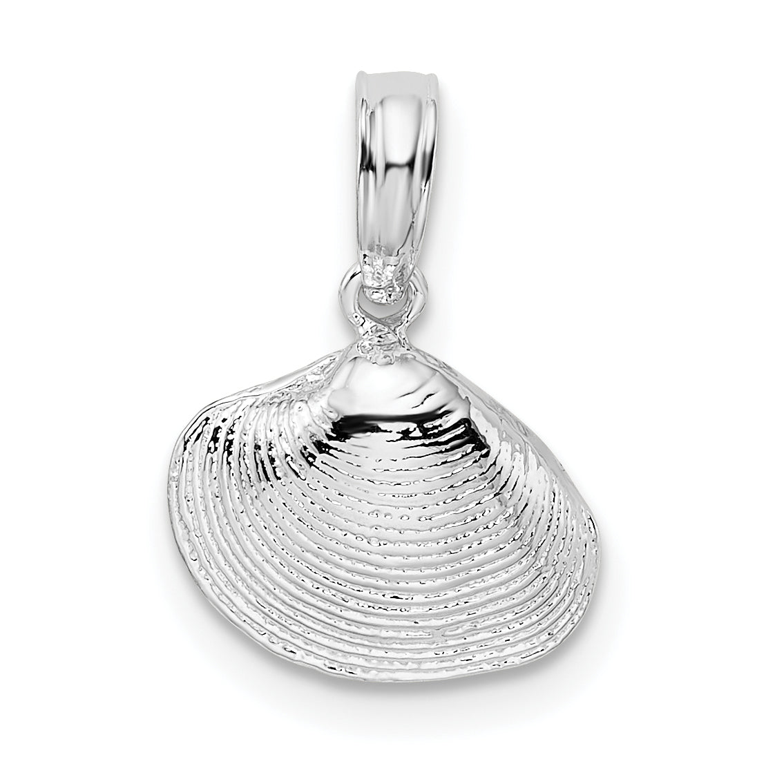 De-Ani Sterling Silver Rhodium-Plated Polished Clam Shell Pendant