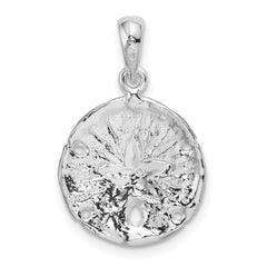 De-Ani Sterling Silver Rhodium-Plated Polished and Textured Sand Dollar Pendant