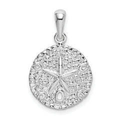 De-Ani Sterling Silver Rhodium-Plated Polished and Textured Sand Dollar Pendant