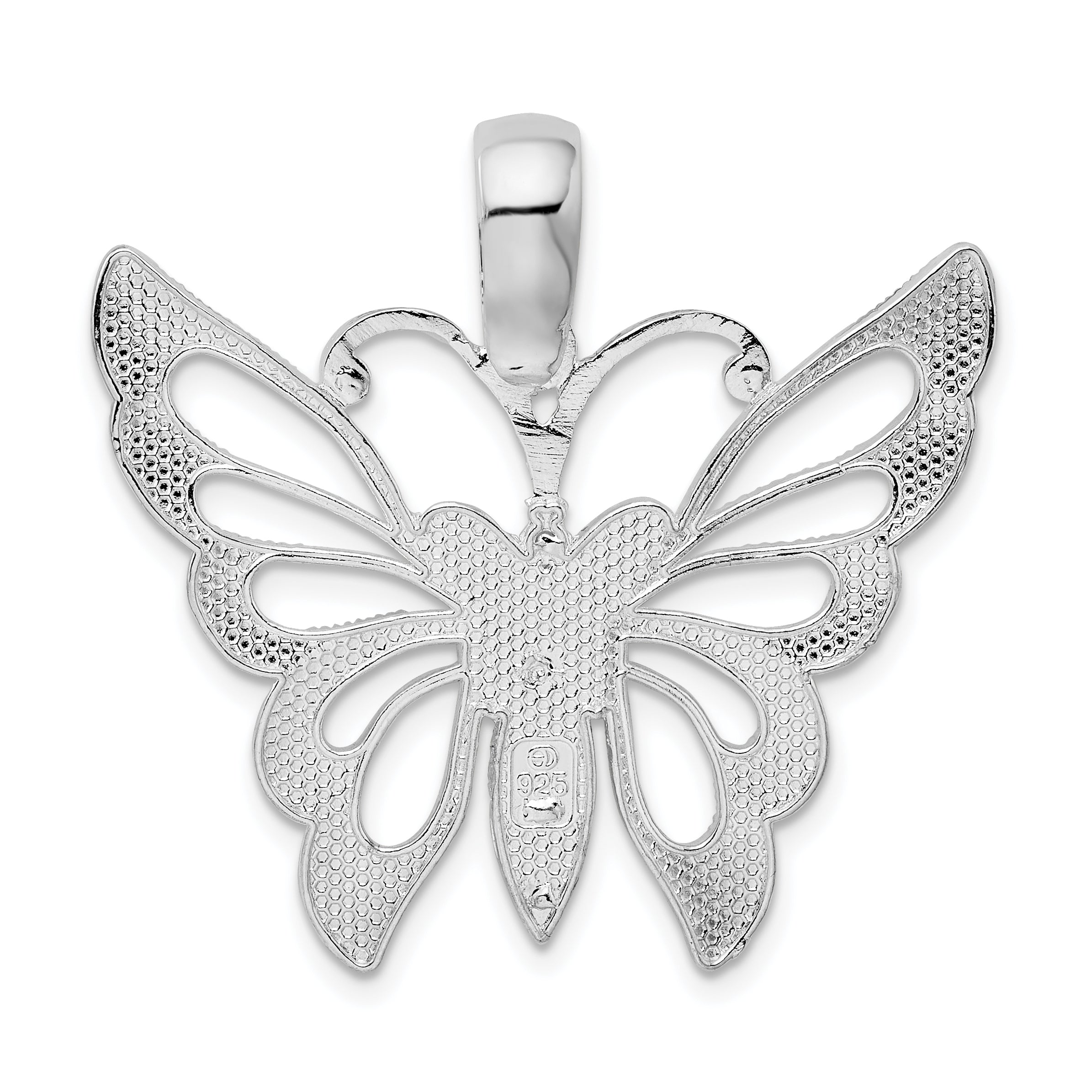 De-Ani Sterling Silver Diamond-Cut Cut-Out Butterfly Pendant