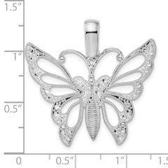 De-Ani Sterling Silver Diamond-Cut Cut-Out Butterfly Pendant