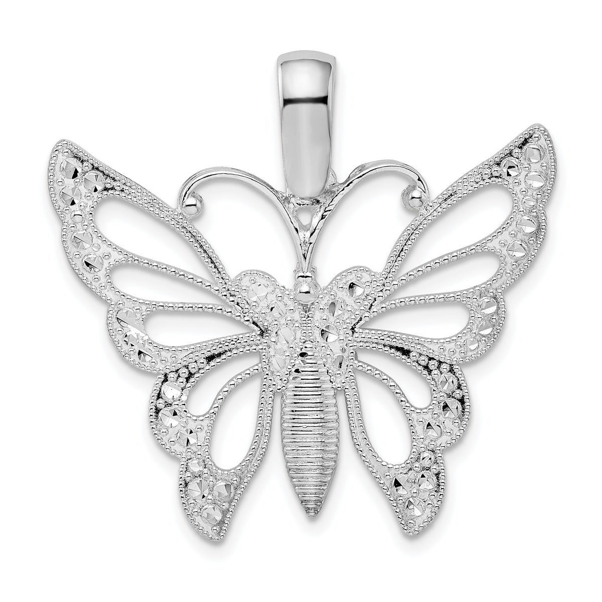 De-Ani Sterling Silver Diamond-Cut Cut-Out Butterfly Pendant