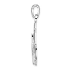 De-Ani Sterling Silver Rhodium-Plated Polished Anchor with Starfish Pendant