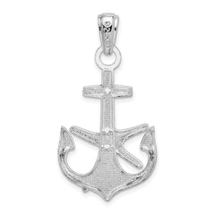 De-Ani Sterling Silver Rhodium-Plated Polished Anchor with Starfish Pendant