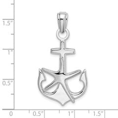 De-Ani Sterling Silver Rhodium-Plated Polished Anchor with Starfish Pendant