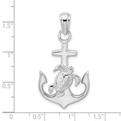 De-Ani Sterling Silver Rhodium-Plated Polished Anchor with Sea Turtle Pendant