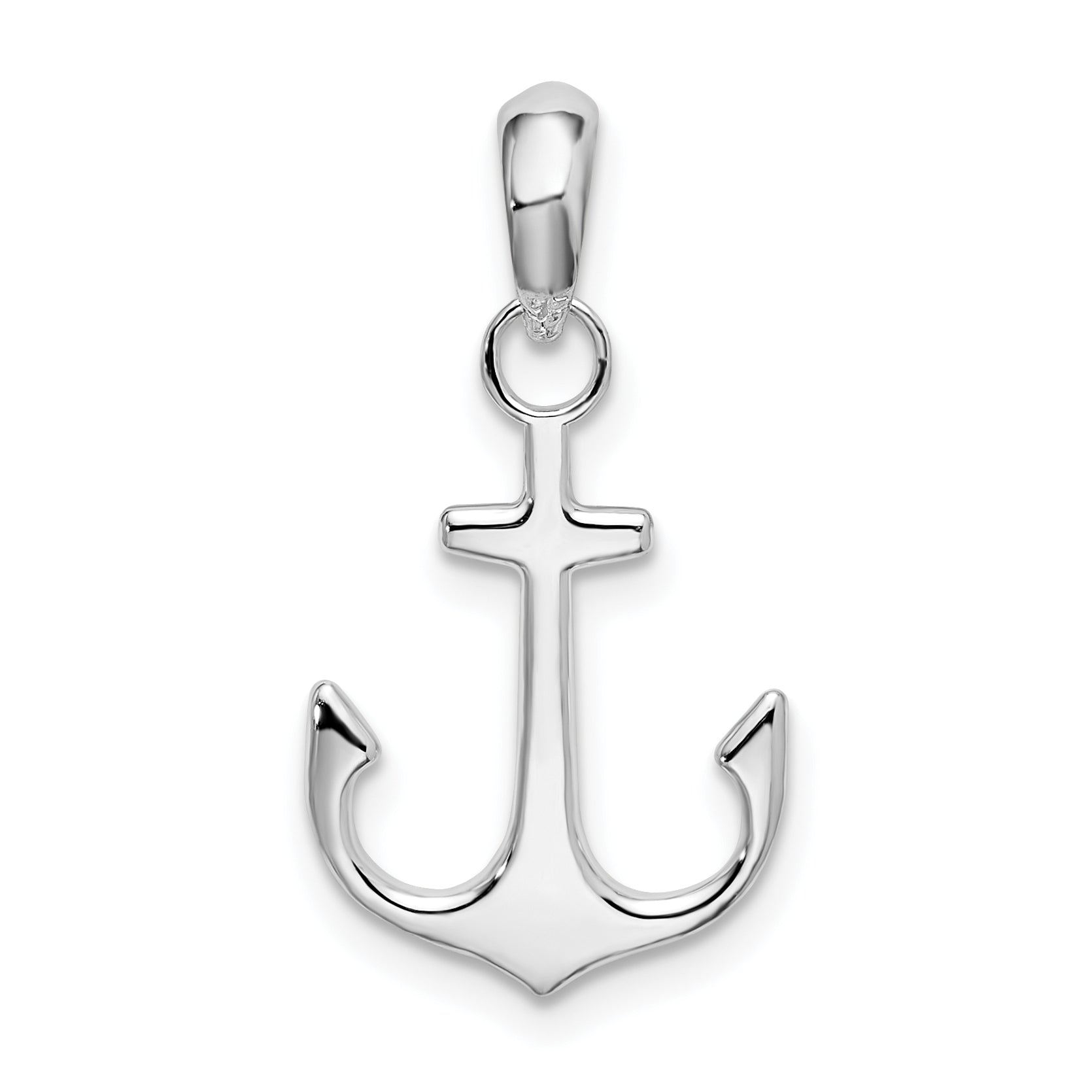 De-Ani Sterling Silver Rhodium-Plated Polished Anchor Pendant