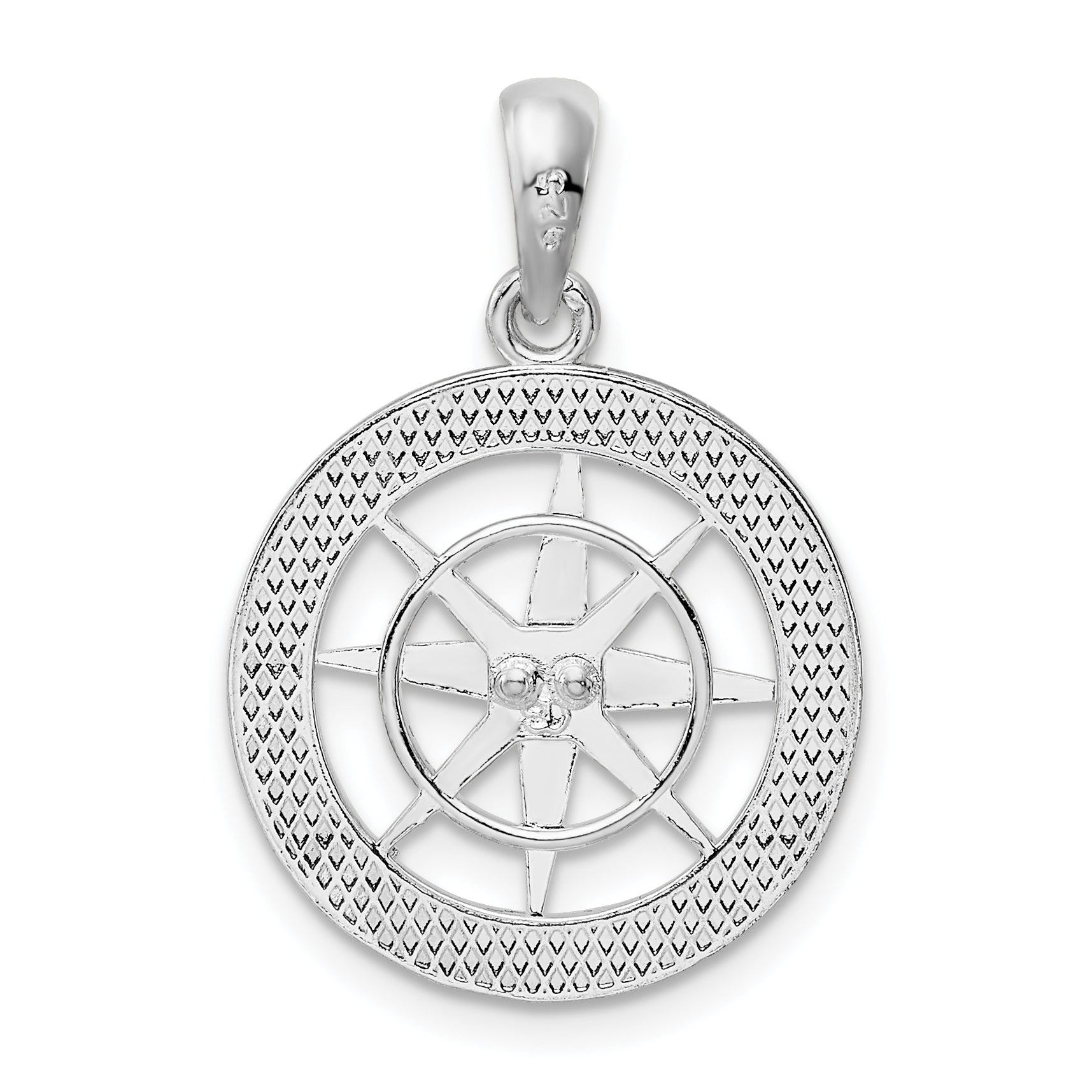 De-Ani Sterling Silver Rhodium-Plated Polished Nautical Compass Pendant