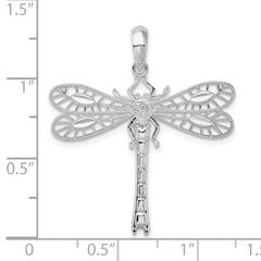 De-Ani Sterling Silver Rhodium-Plated Polished Cut-Out Dragonfly Pendant