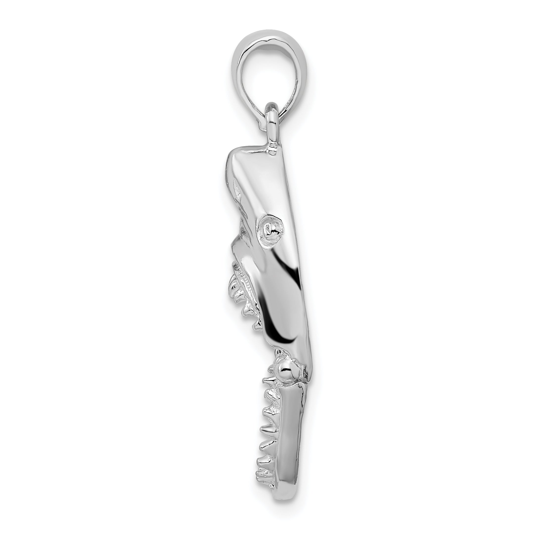 De-Ani Sterling Silver Rhodium-Plated Polished Moveable Shark Head Pendant