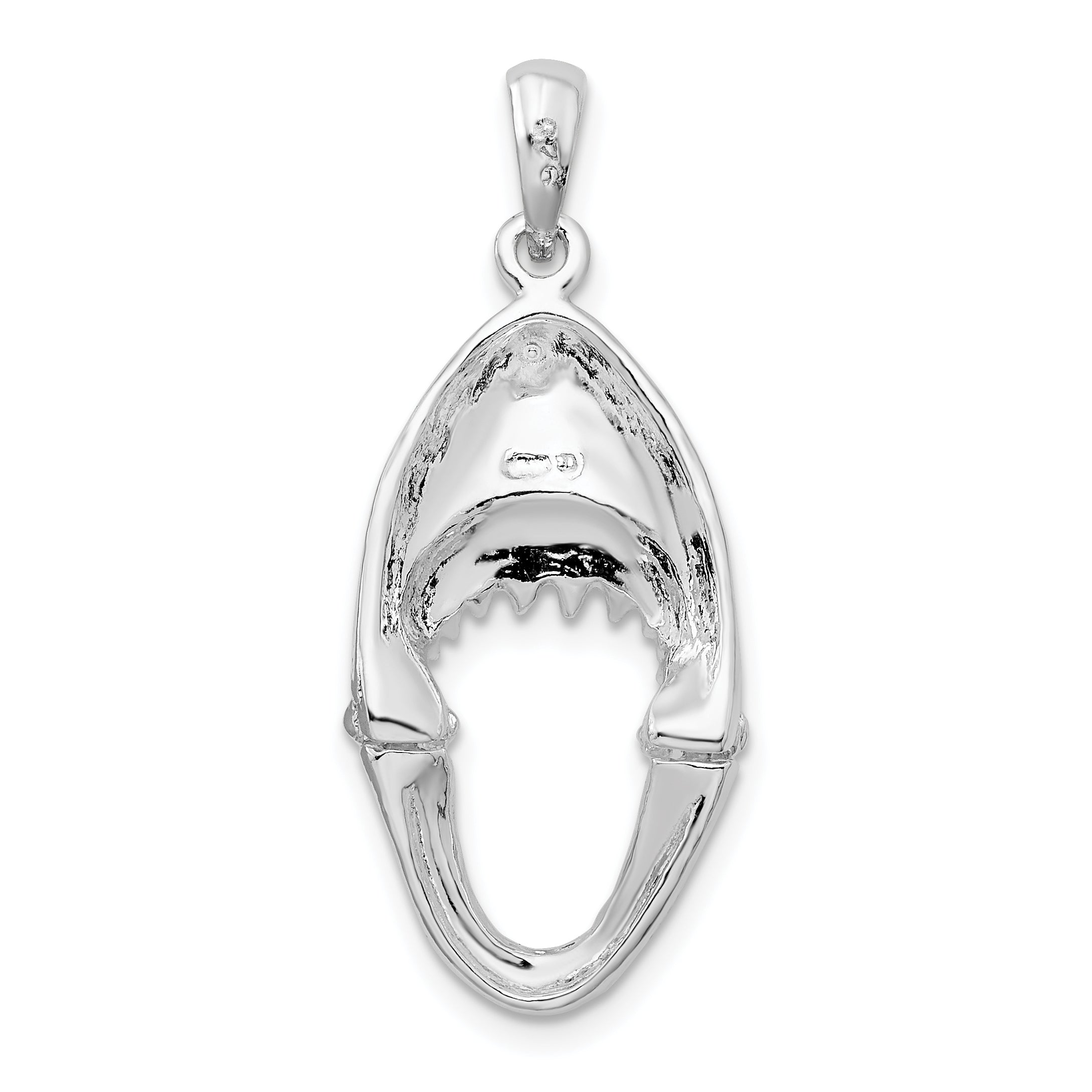 De-Ani Sterling Silver Rhodium-Plated Polished Moveable Shark Head Pendant