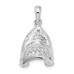 De-Ani Sterling Silver Rhodium-Plated Polished Moveable Shark Head Pendant