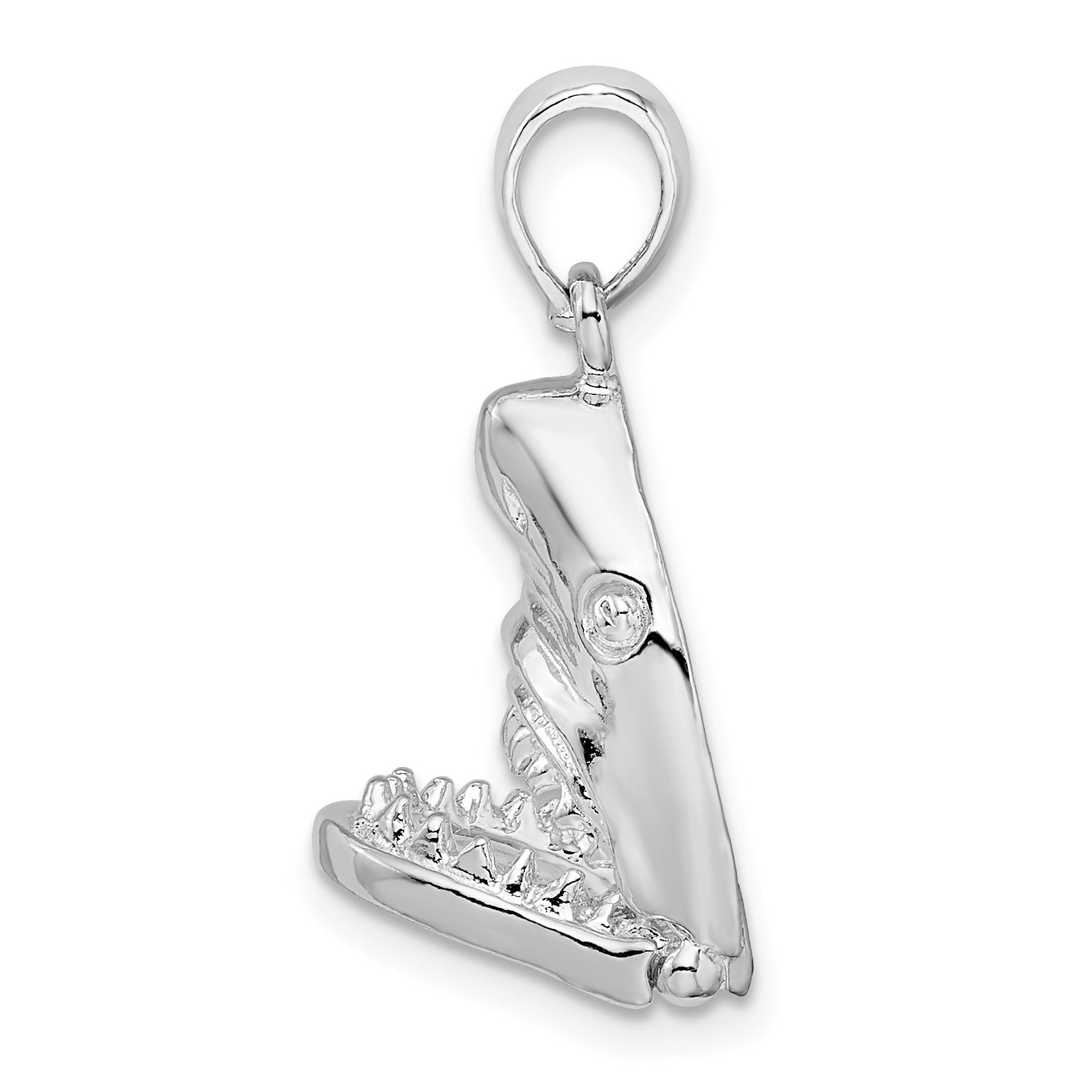 De-Ani Sterling Silver Rhodium-Plated Polished Moveable Shark Head Pendant