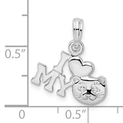 De-Ani Sterling Silver Rhodium-Plated Polished I Heart My Cat Pendant