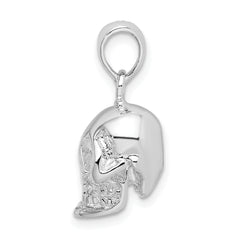 De-Ani Sterling Silver Rhodium-Plated Polished 3D Skull Pendant