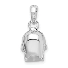 De-Ani Sterling Silver Rhodium-Plated Polished 3D Skull Pendant