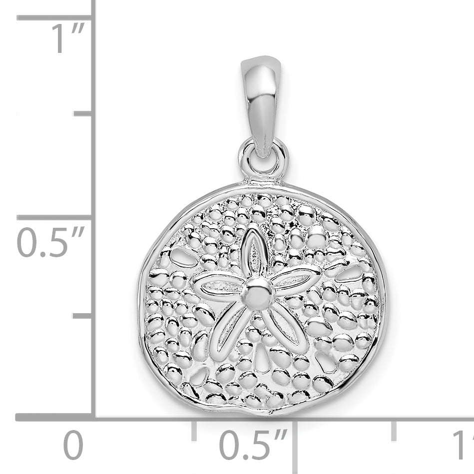 De-Ani Sterling Silver Rhodium-Plated Polished Sand Dollar Pendant