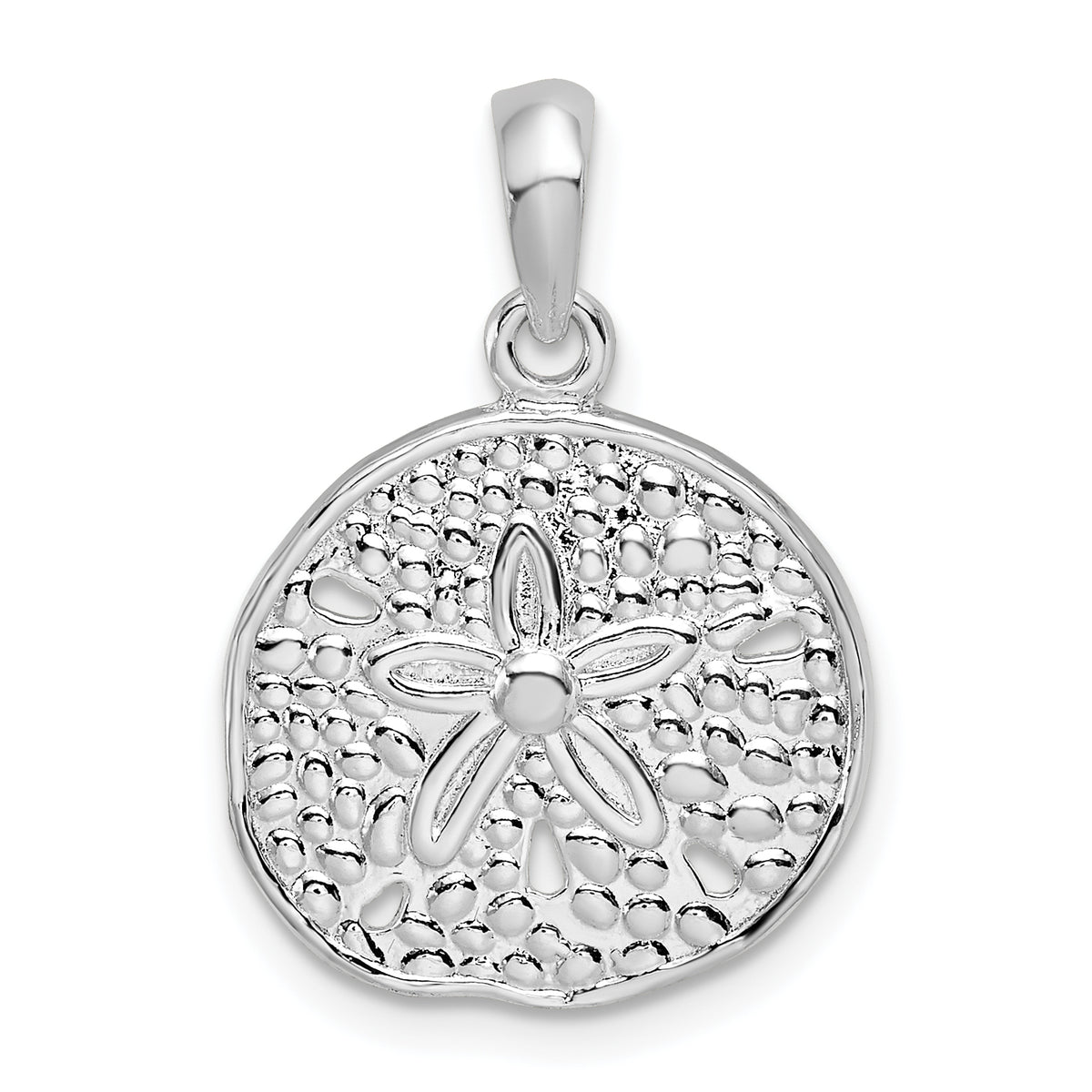 De-Ani Sterling Silver Rhodium-Plated Polished Sand Dollar Pendant