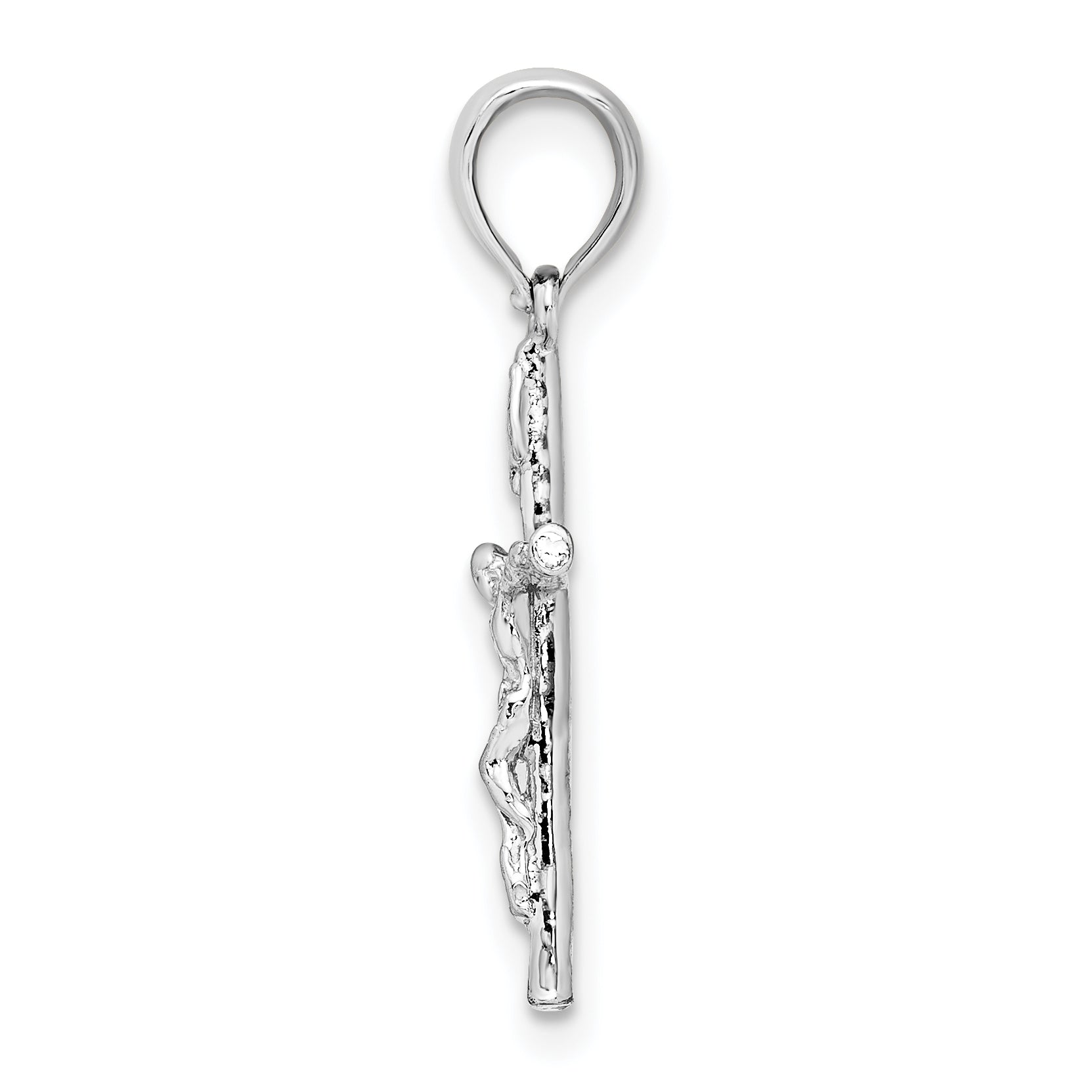 De-Ani Sterling Silver Rhodium-Plated Polished Thin Crucifix Pendant