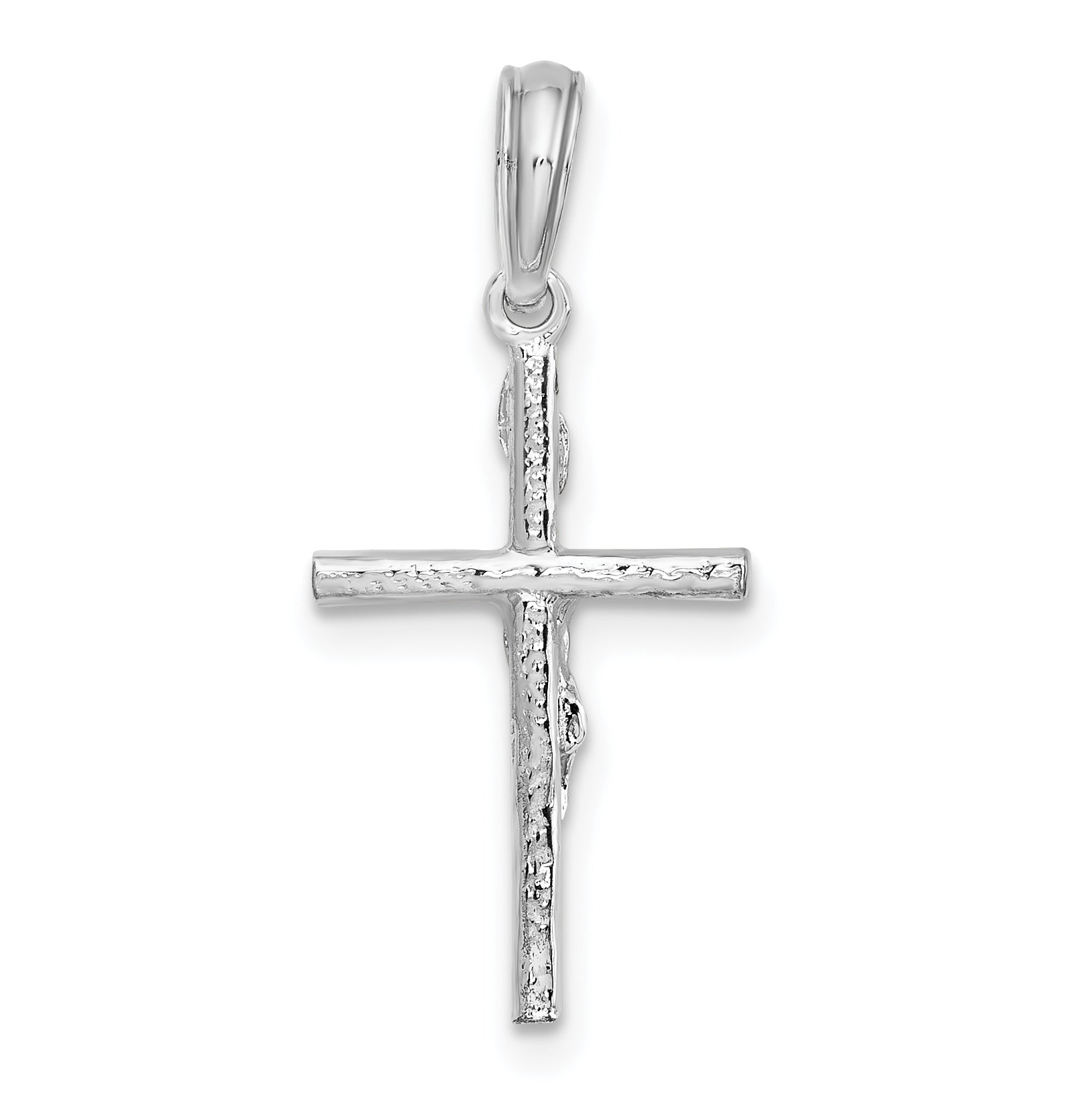 De-Ani Sterling Silver Rhodium-Plated Polished Thin Crucifix Pendant