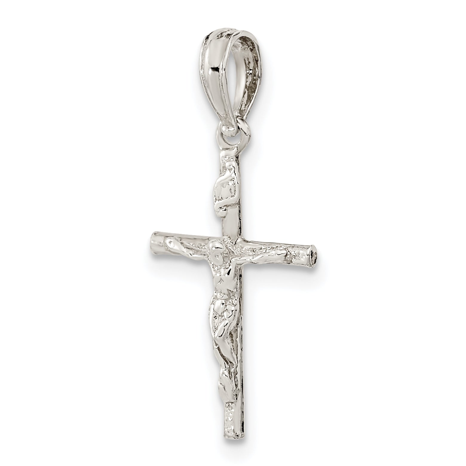 De-Ani Sterling Silver Rhodium-Plated Polished Thin Crucifix Pendant