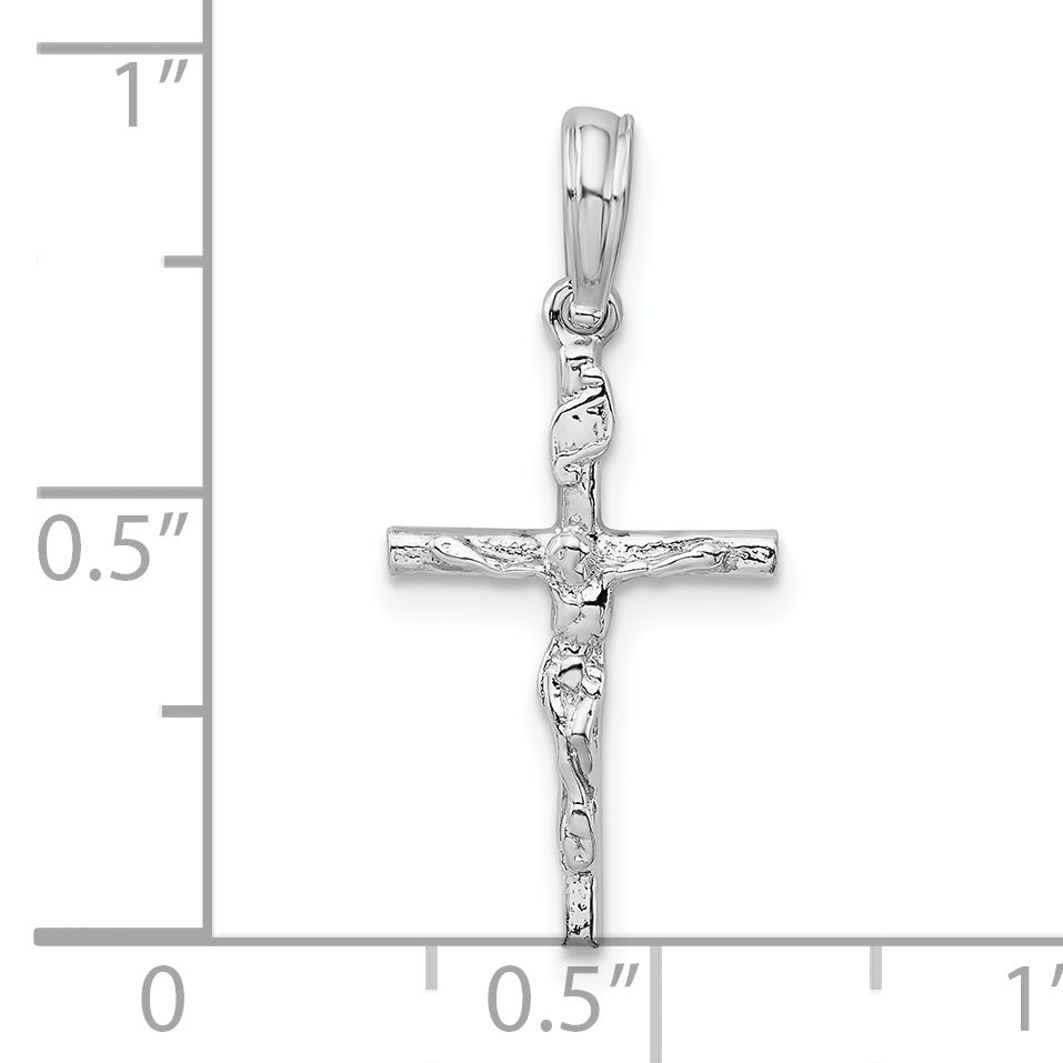 De-Ani Sterling Silver Rhodium-Plated Polished Thin Crucifix Pendant