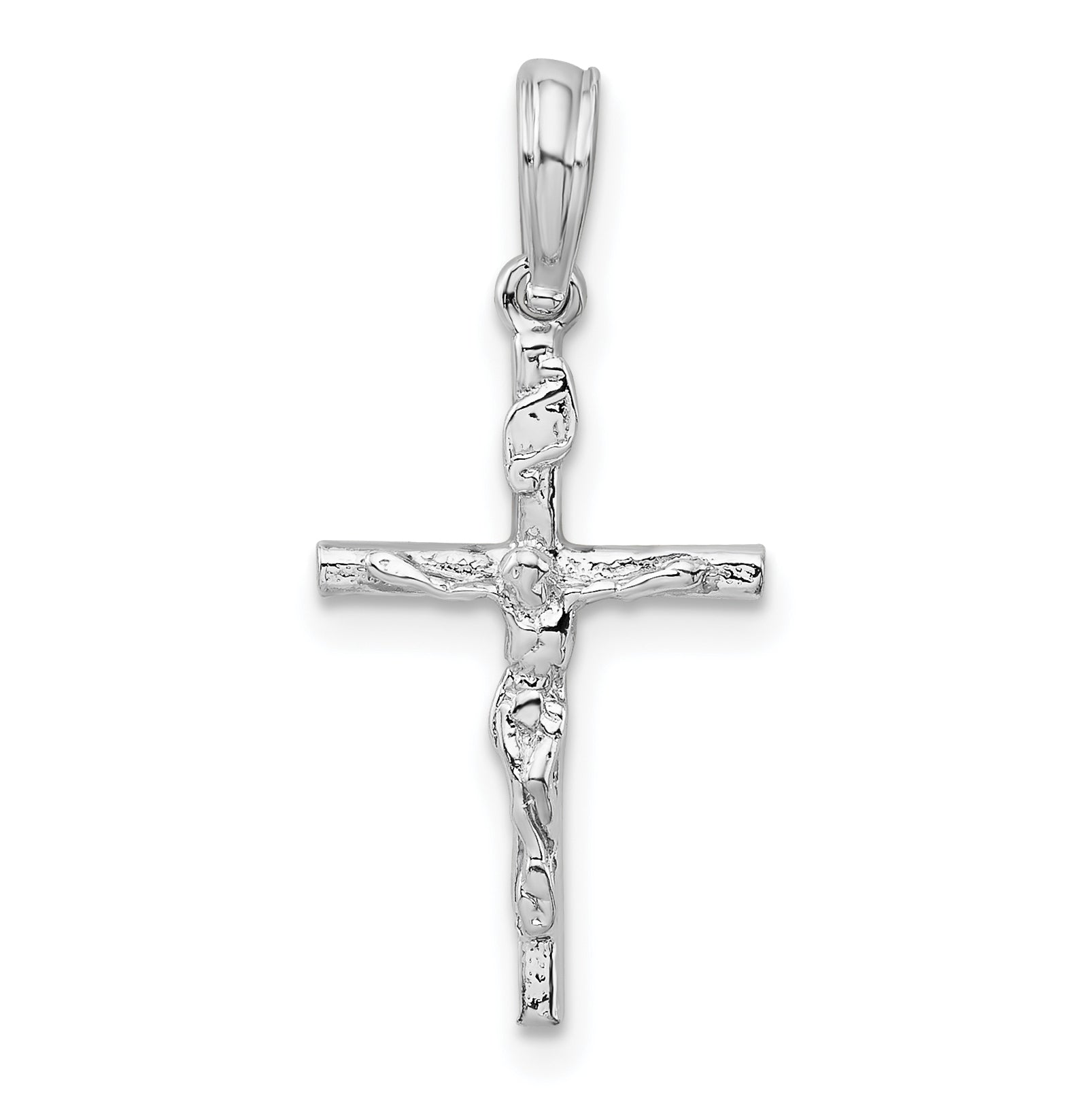 De-Ani Sterling Silver Rhodium-Plated Polished Thin Crucifix Pendant