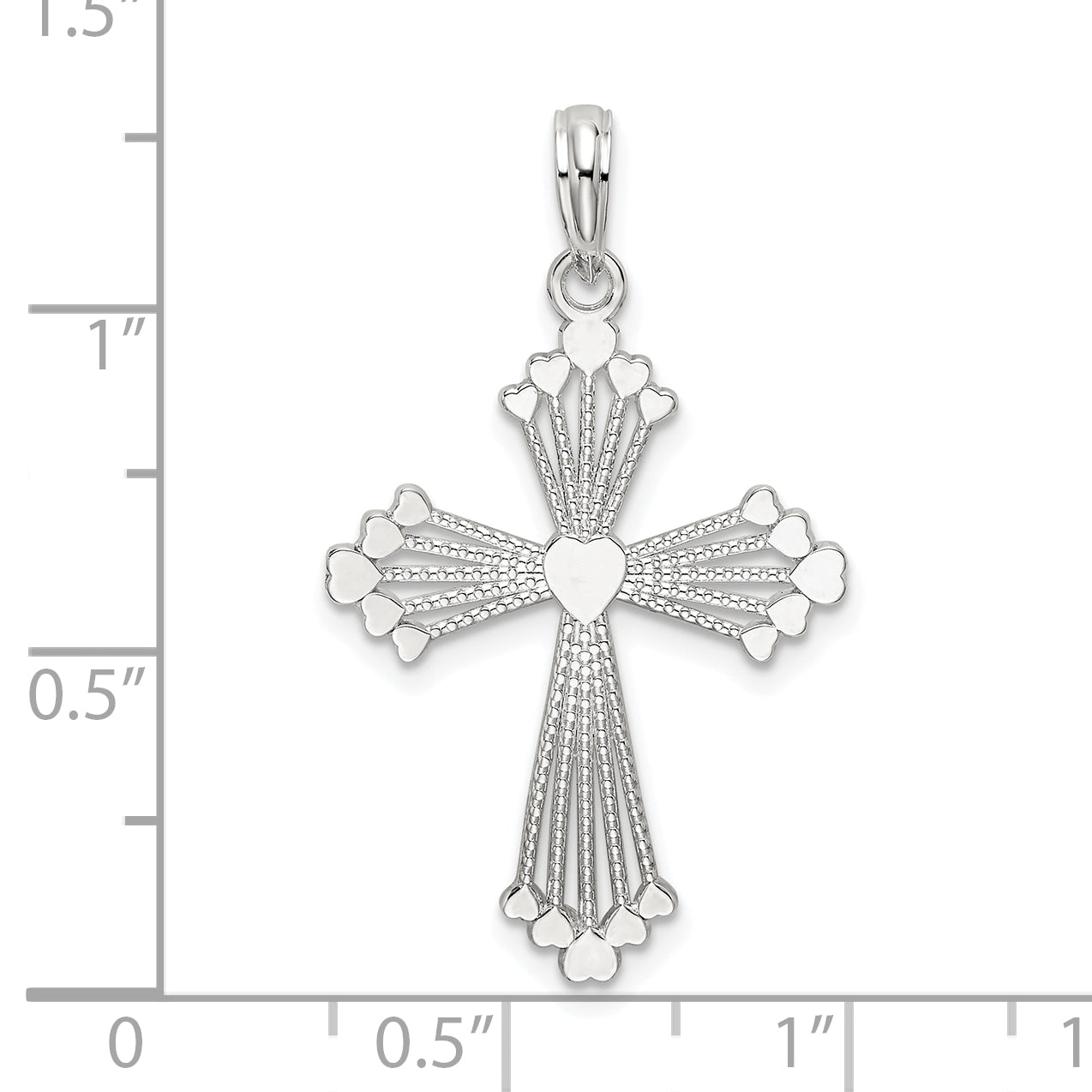 De-Ani Sterling Silver Rhodium-Plated Polished Heart Cross Pendant